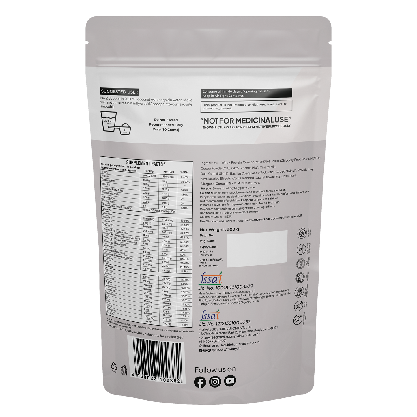 Fit & Lean Protein Shake - 500 gm