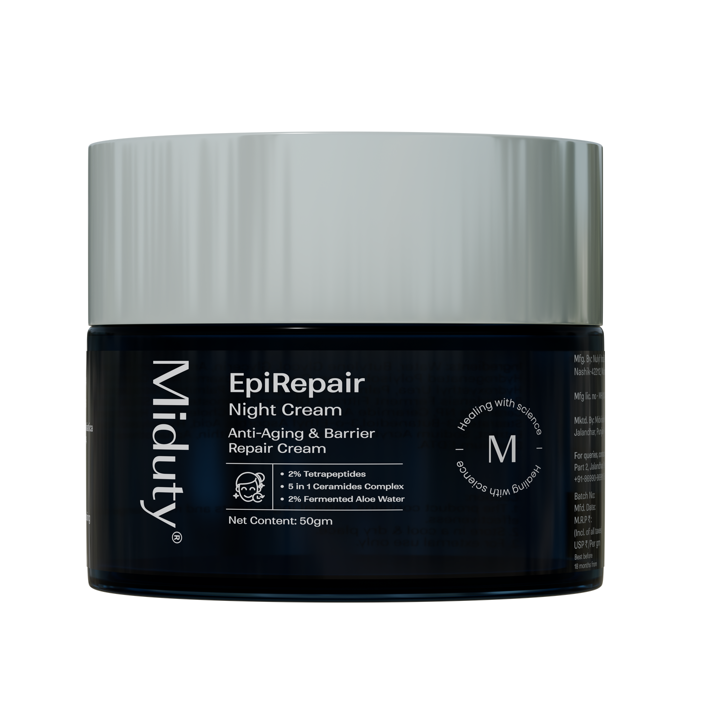 EpiRepair - Night Anti Aging Cream with 2% Tetrapeptide, Ceramides, & 2% Fermented Aloe Water - 50 gm