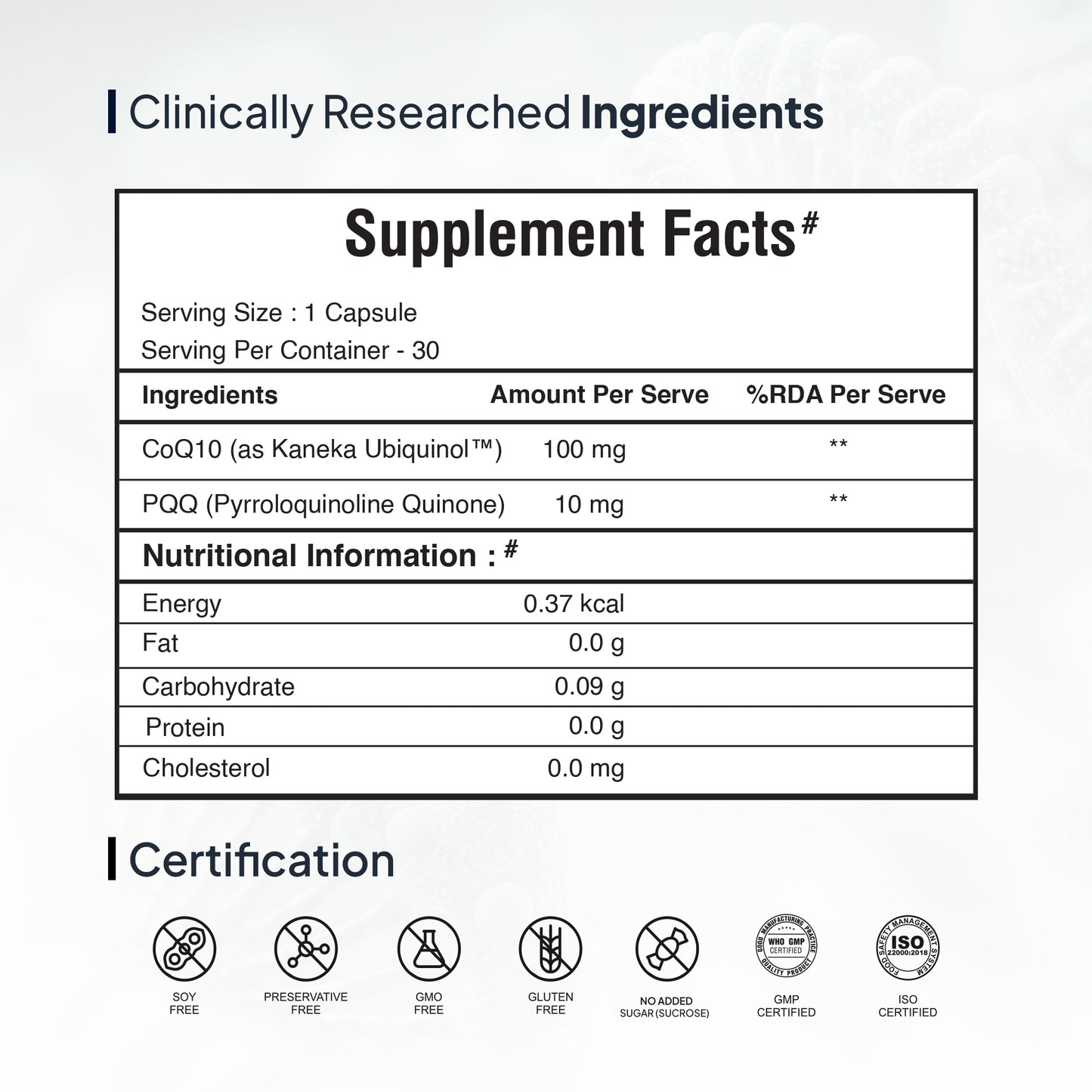 Active CoQ10 + PQQ - 30 Capsules