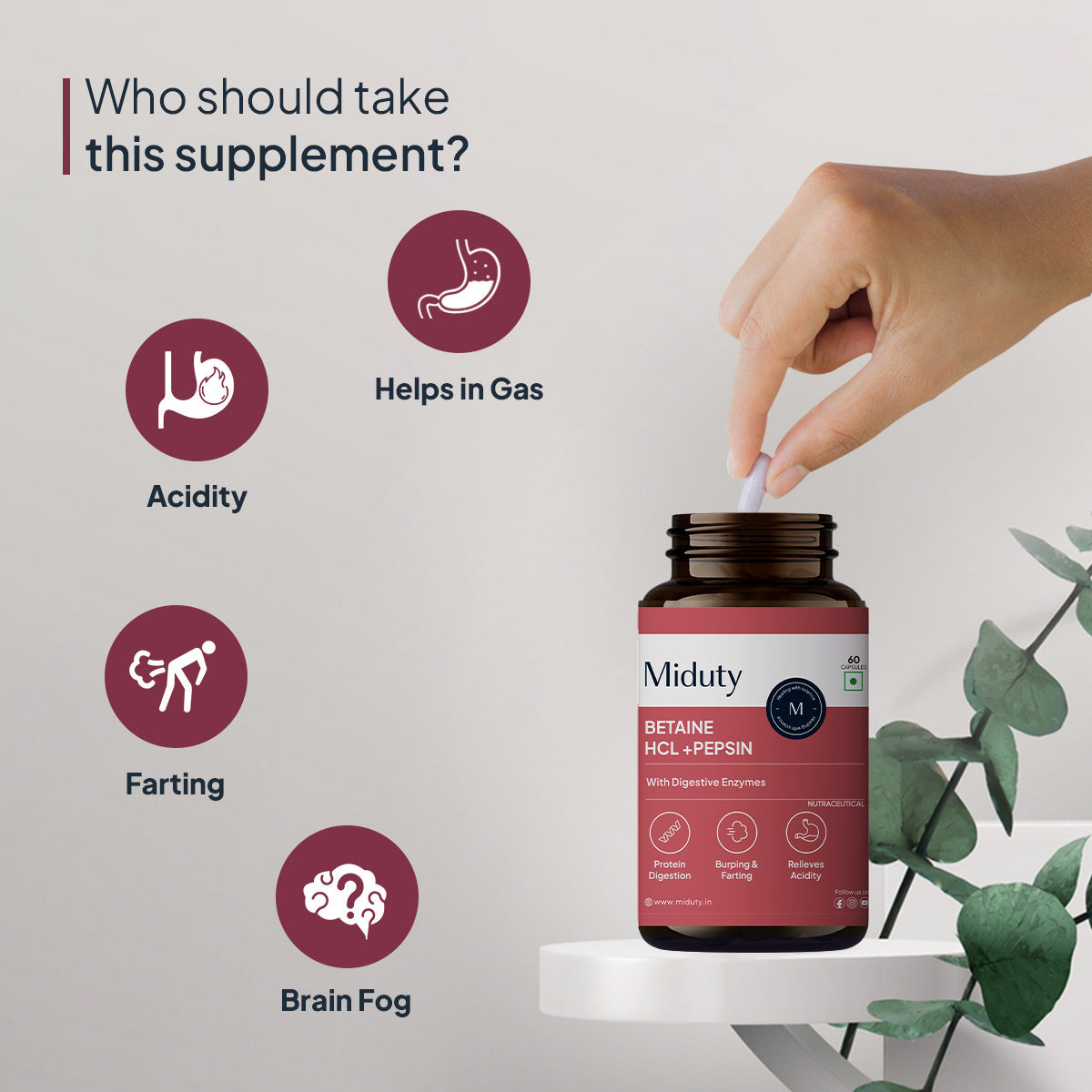Betaine HCL+ Pepsin - 60 Capsules