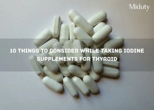 White iodine supplement capsules arranged on a plain surface