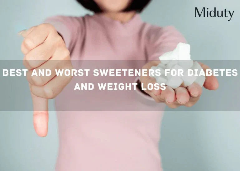Person showing sweeteners with a thumbs down gesture