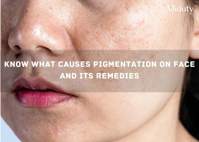 Close-up of a person's face showing skin pigmentation and blemishes.