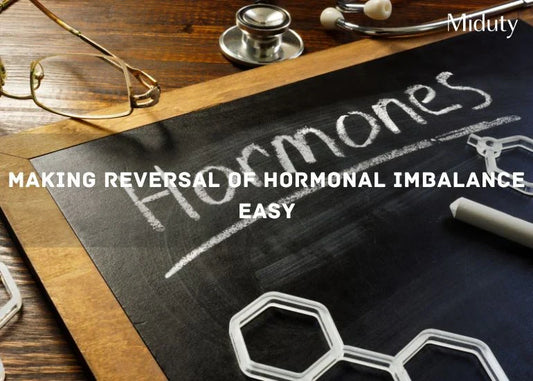 Chalkboard with the word 'Hormones' and chemical structures, accompanied by glasses and a stethoscope.