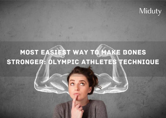 Woman with a thoughtful expression and illustrated muscular arms in the background