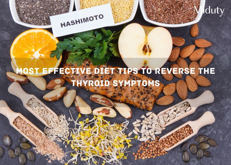 A variety of healthy foods including fruits, nuts, seeds, and herbs arranged on a countertop.