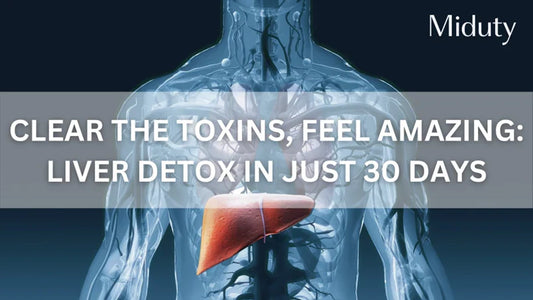Graphic showing a transparent human body with a highlighted liver and detox theme text