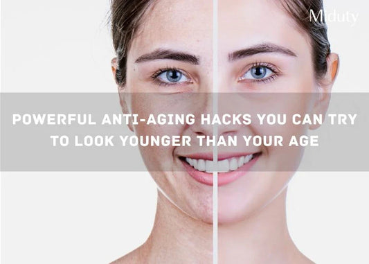 Split image showing contrasting skin textures and appearances of a woman's face