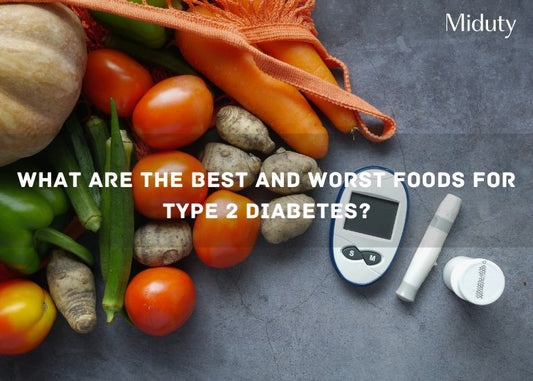Fresh vegetables and a glucose meter on a countertop