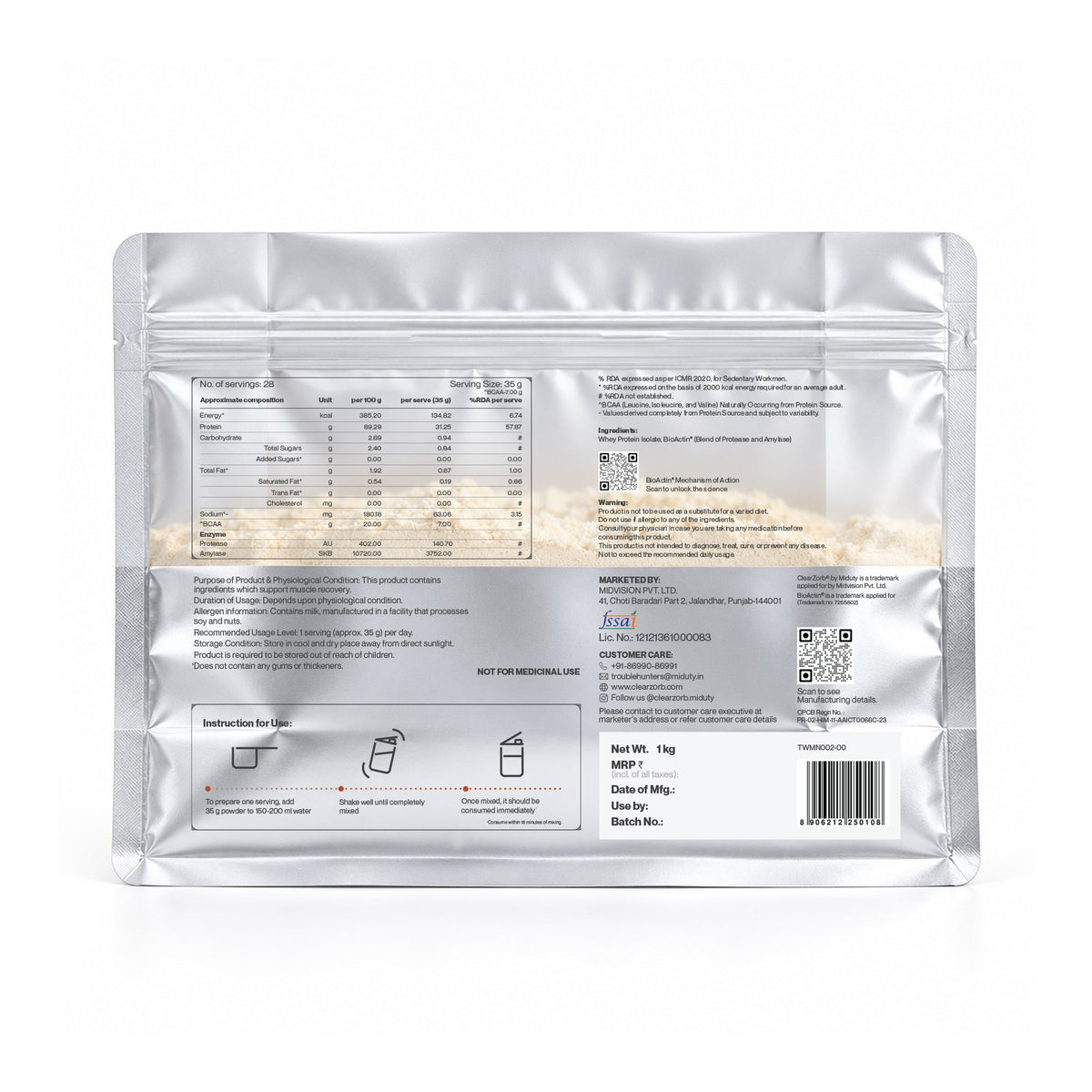 Image 9 of Whey Protein Isolate 31g | 1kg | Unflavoured