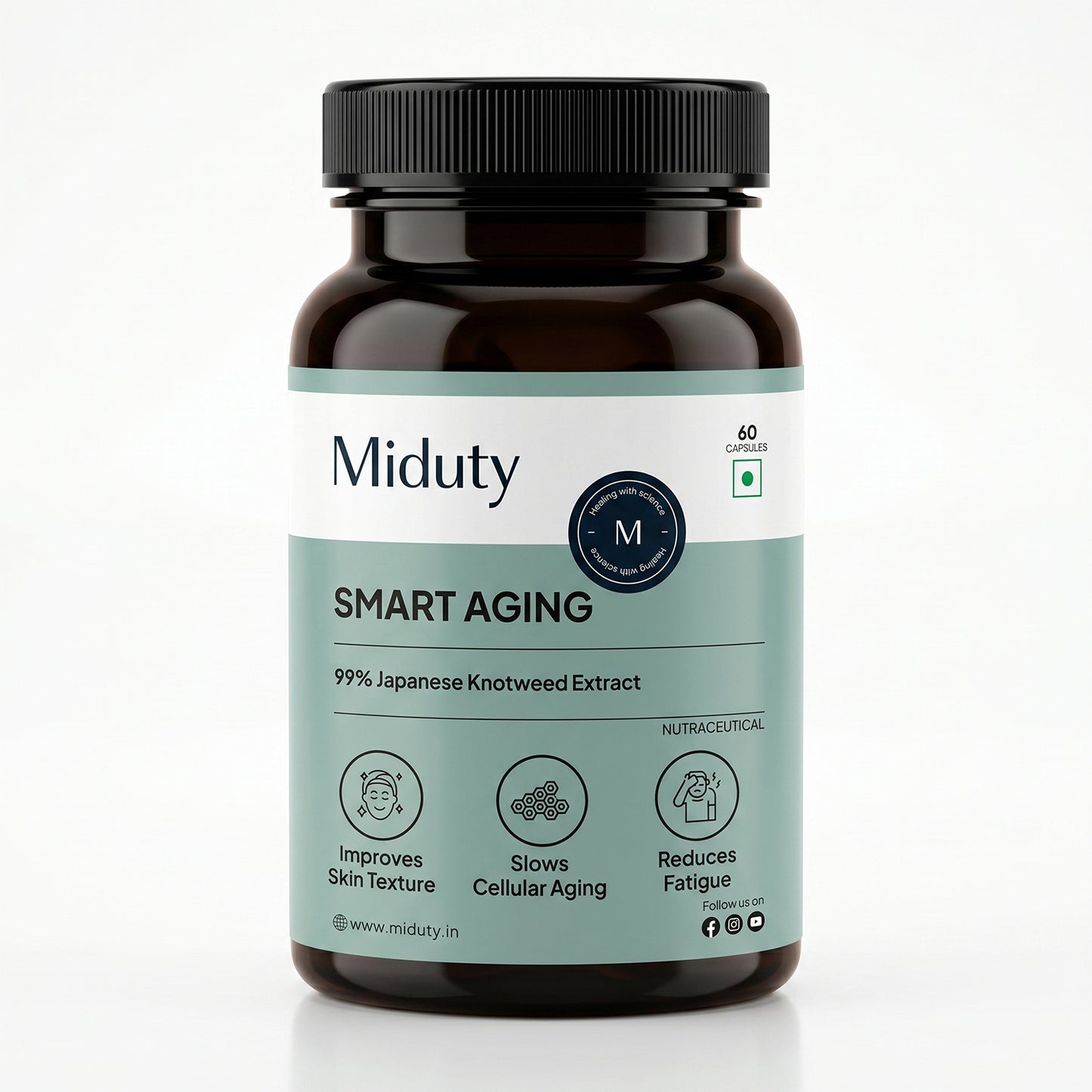 Smart Aging | Trans-Resveratrol 99% | Antioxidant Supplement for Skin - 60 Capsules