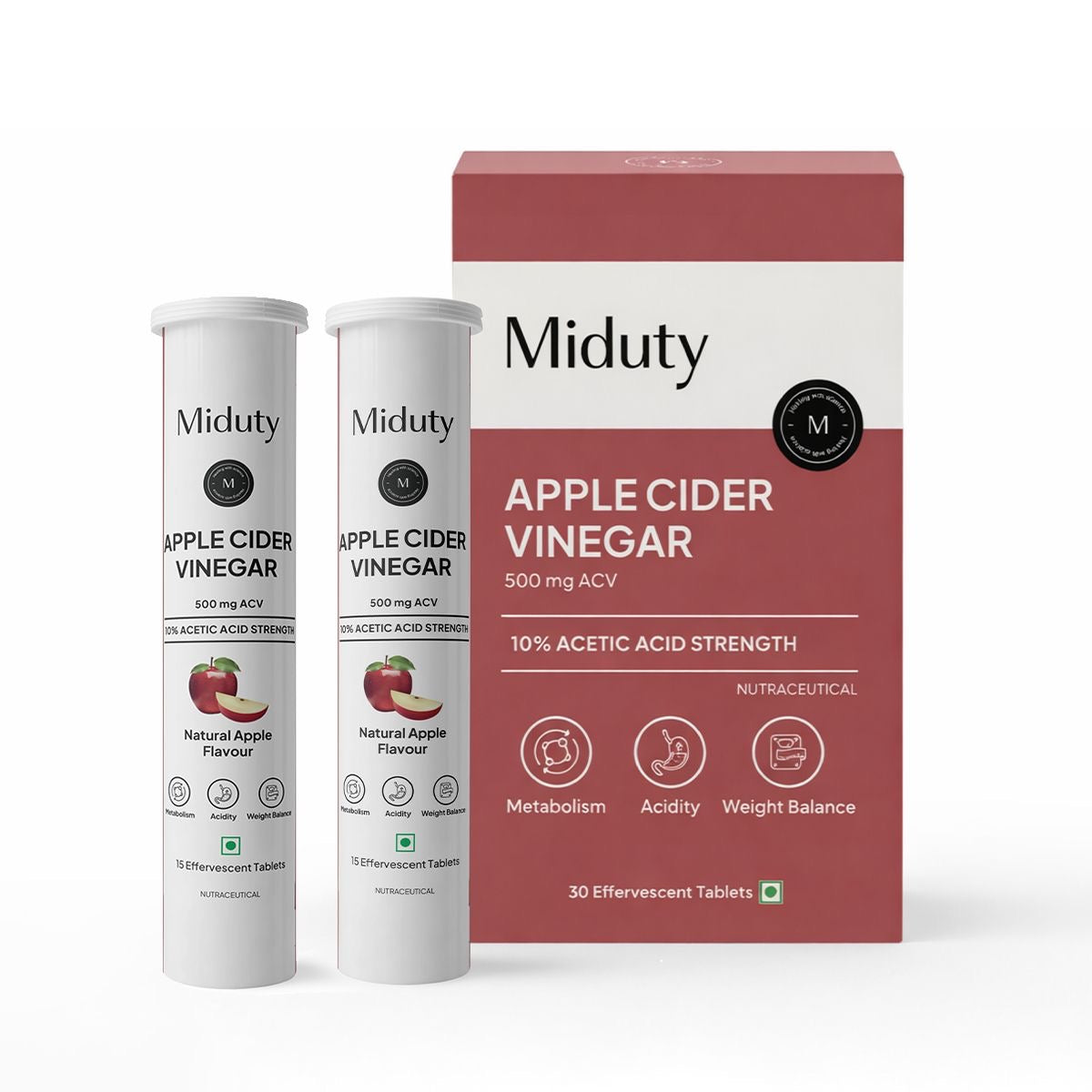 Apple Cider Vinegar Effervescent Tablets | 15 Tabs per Pack | Pack of 2