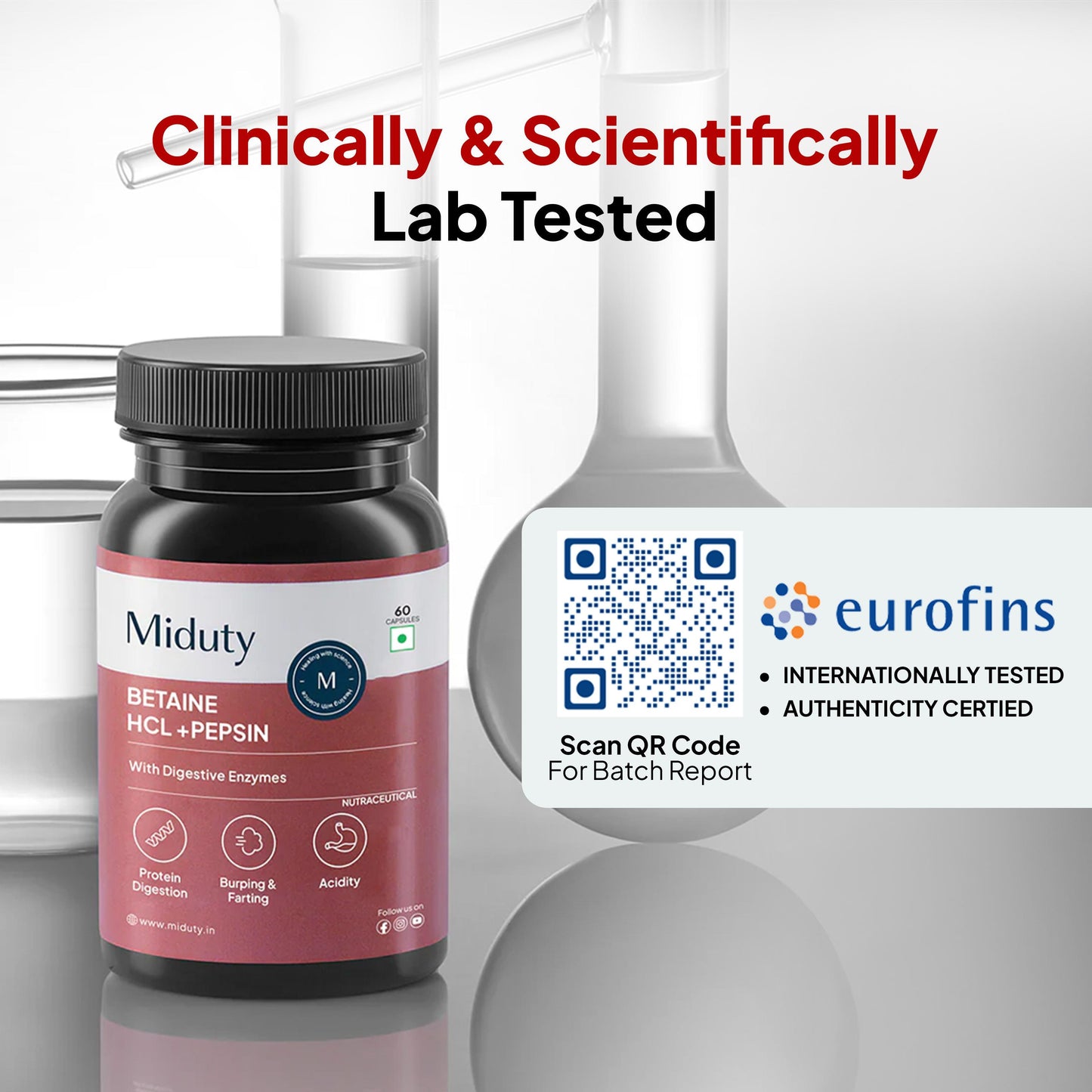 Betaine HCL+ Pepsin - 60 Capsules