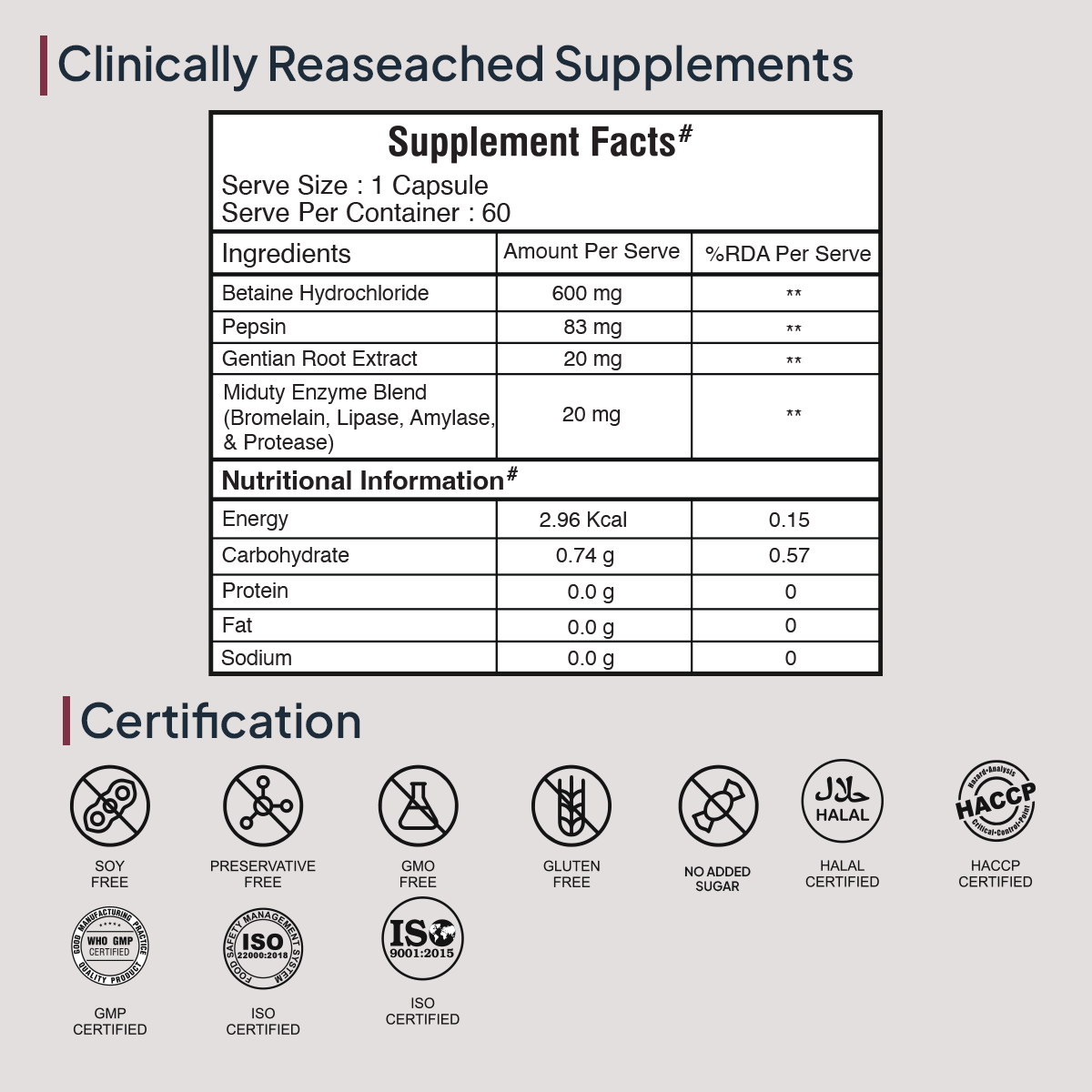 Betaine HCL+ Pepsin